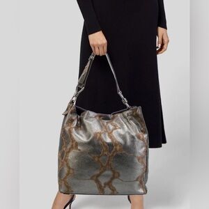 AllSaints Metallic Snake-Print Hobo Bag - NWOT